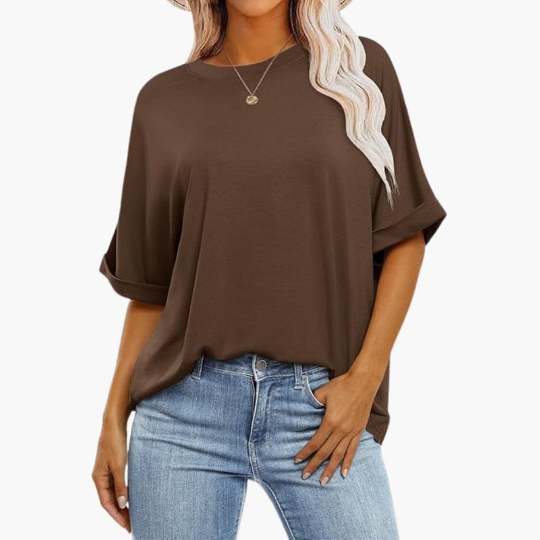 T shirt Femme avec Manches Retroussées