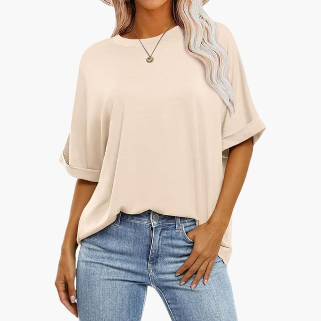 T shirt Femme avec Manches Retroussées