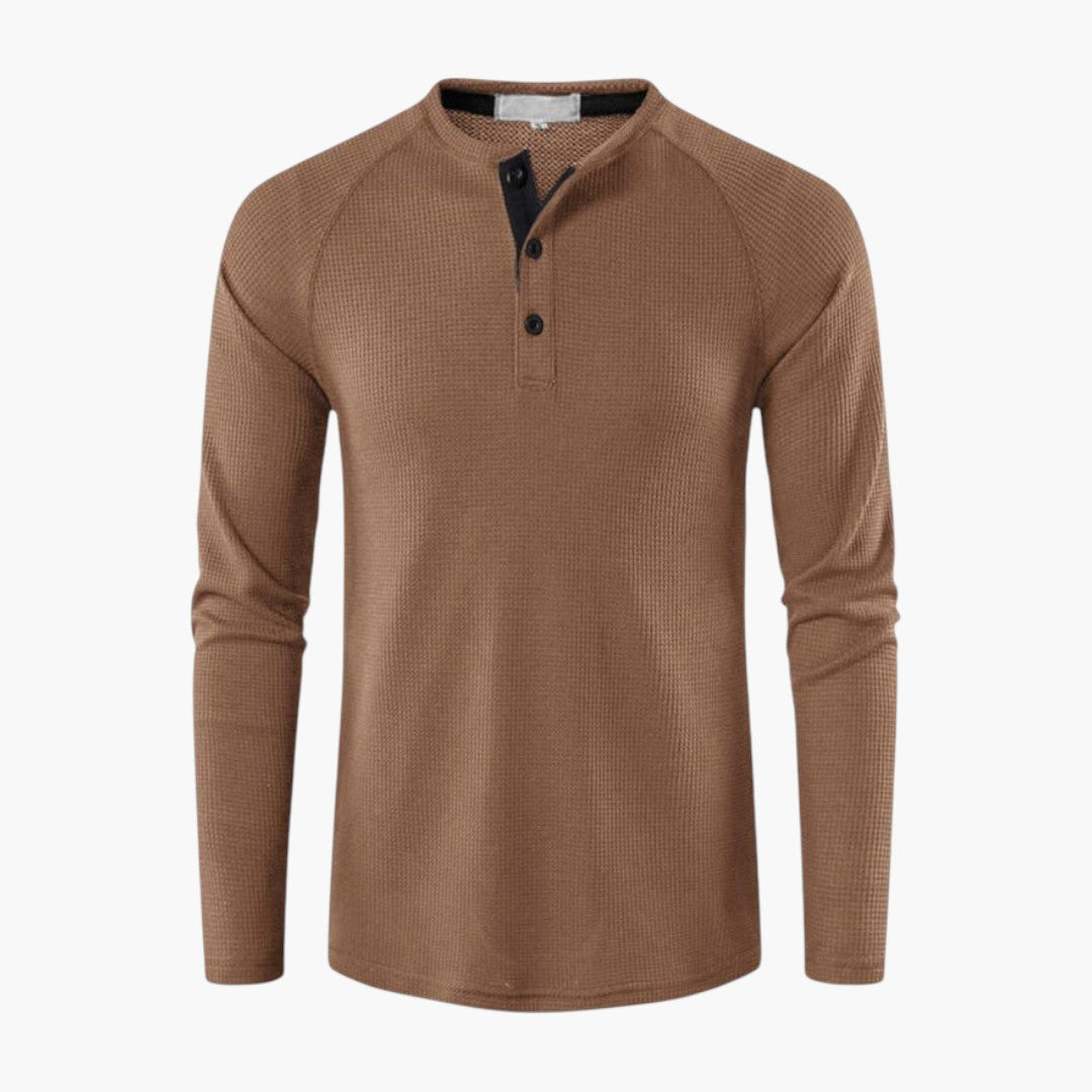 T shirt Henley Homme a Patte Boutonnée