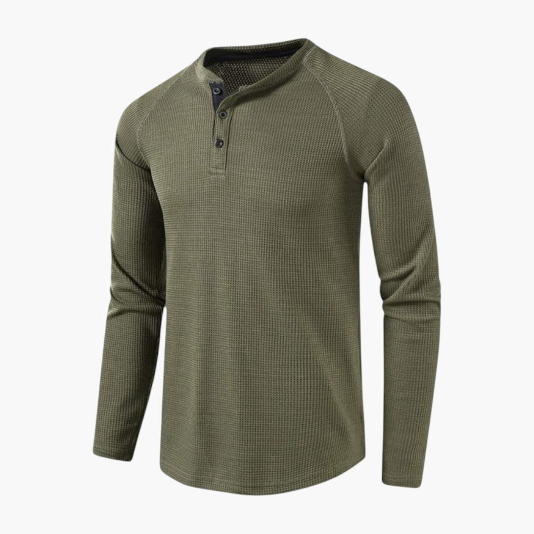 T shirt Henley Homme a Patte Boutonnée