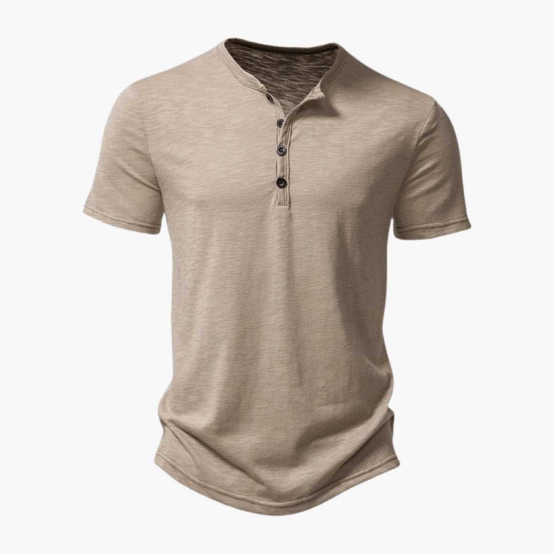 T shirt Henley Homme avec Patte Boutonnée