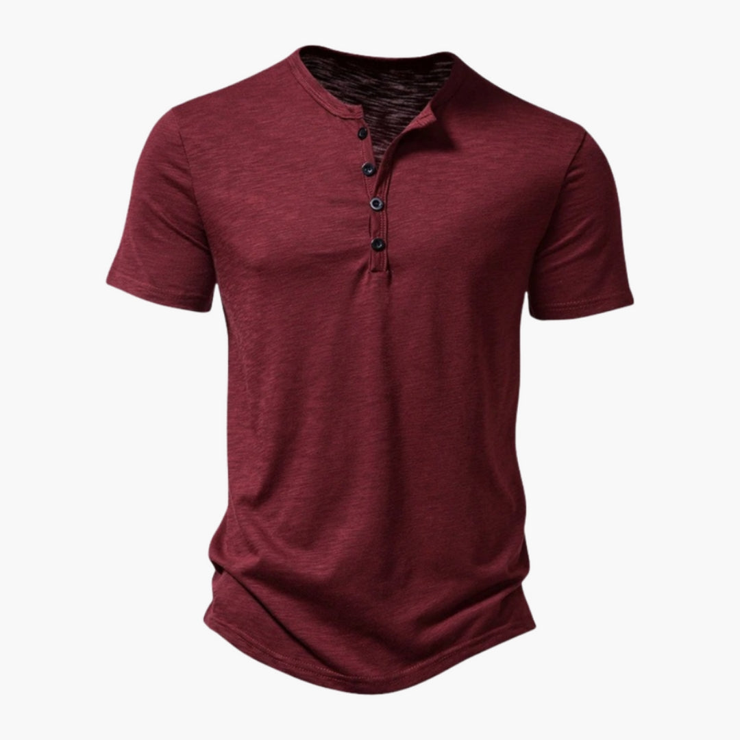 T shirt Henley Homme avec Patte Boutonnée