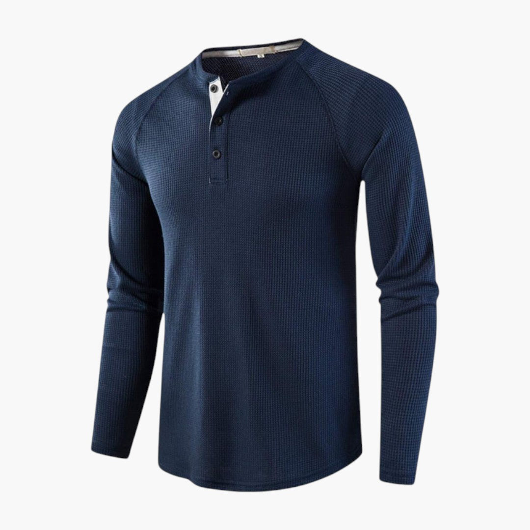 T shirt Henley Homme a Patte Boutonnée