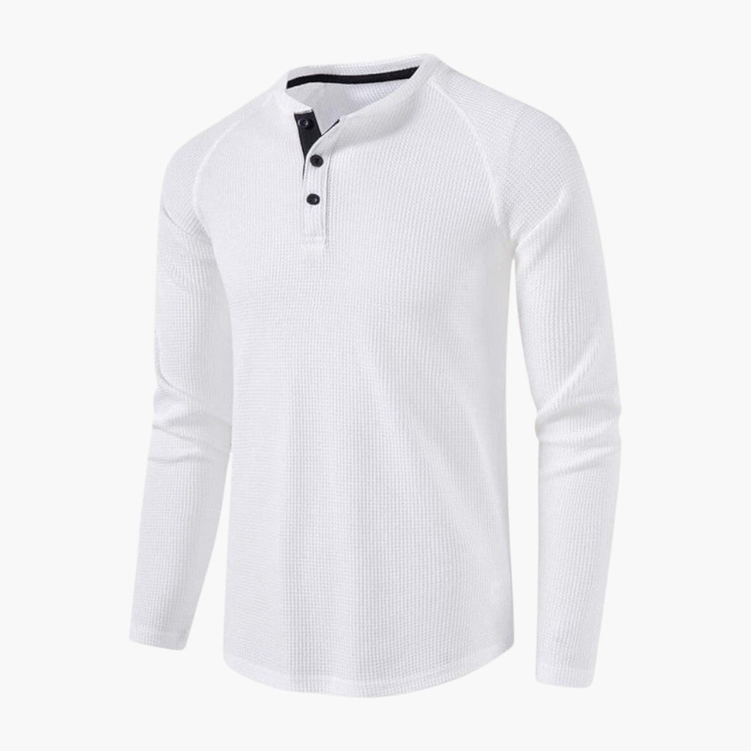 T shirt Henley Homme a Patte Boutonnée