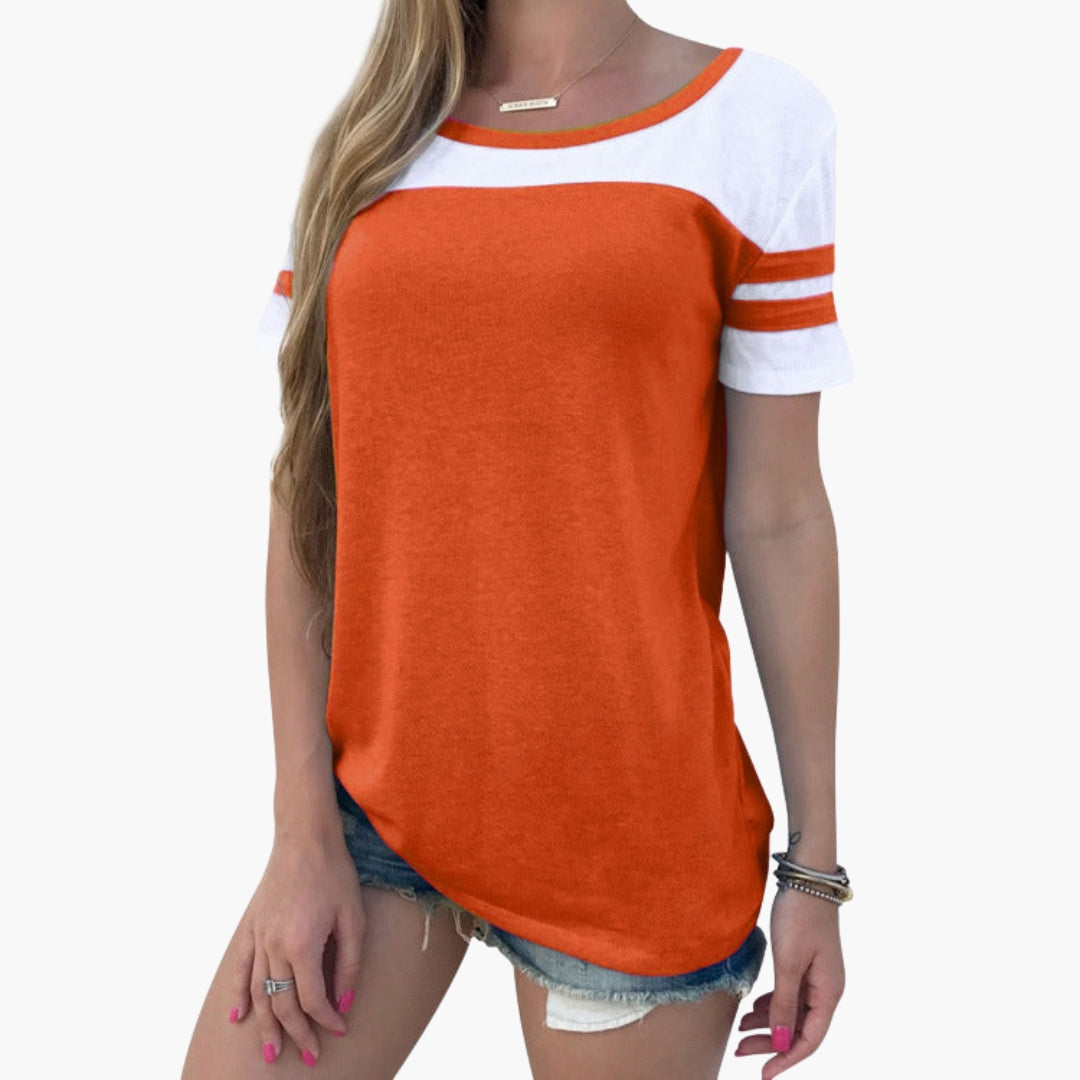 T-shirt sportiva donna con collo rotondo