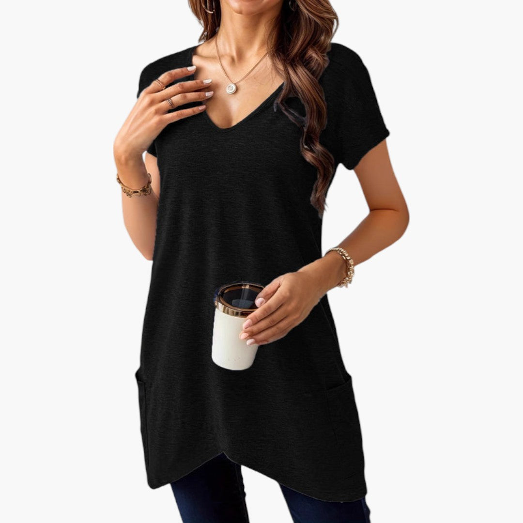 Women's shirt with V-neck and side pockets