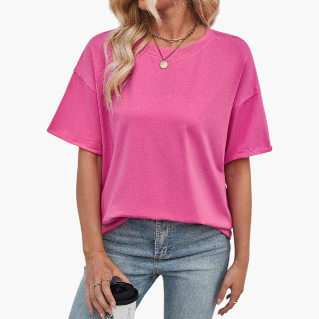T shirt femme ample à encolure ronde et manches courtes