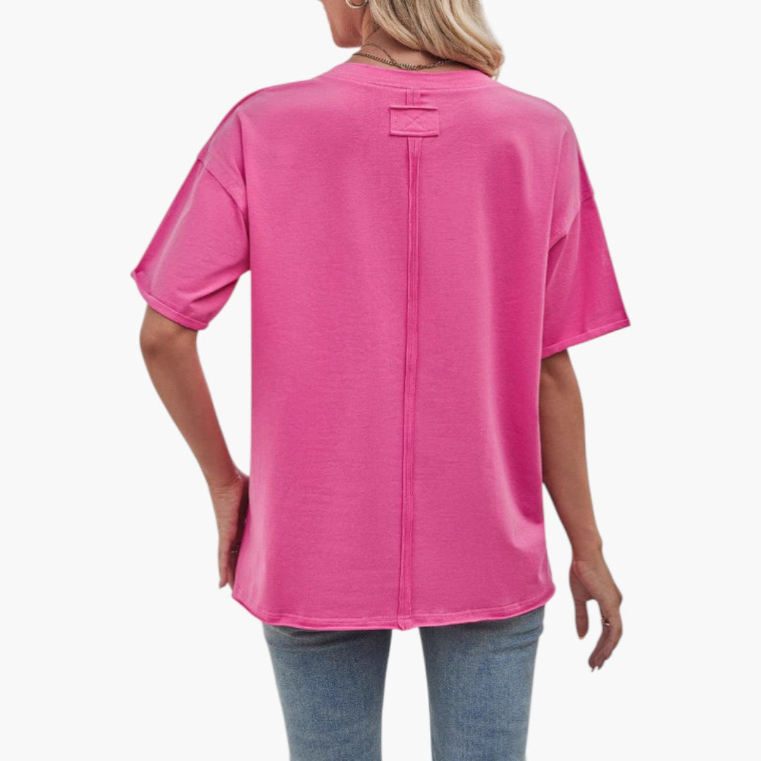 T shirt femme ample à encolure ronde et manches courtes