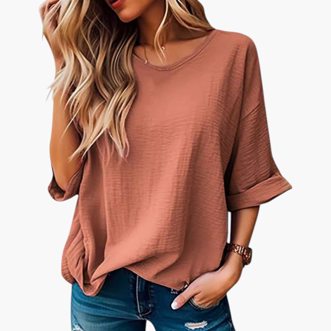 T shirt femme à surface texturée et manches larges