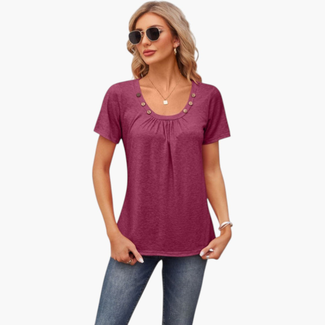 Women's shirt with decorative buttons and short sleeves