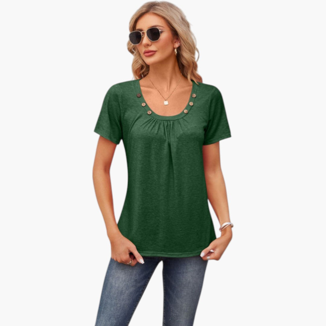 Women's shirt with decorative buttons and short sleeves