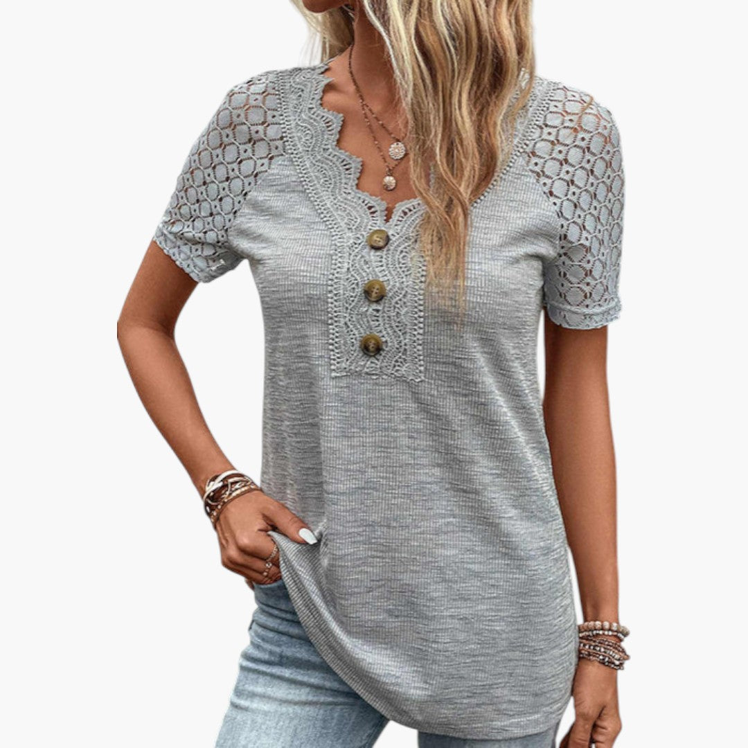 T-shirt til kvinder med blonderindsatser