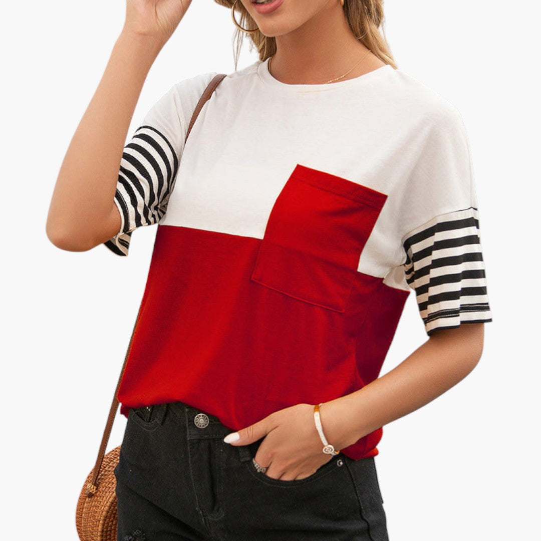 T-shirt til kvinder med påsyet brystlomme