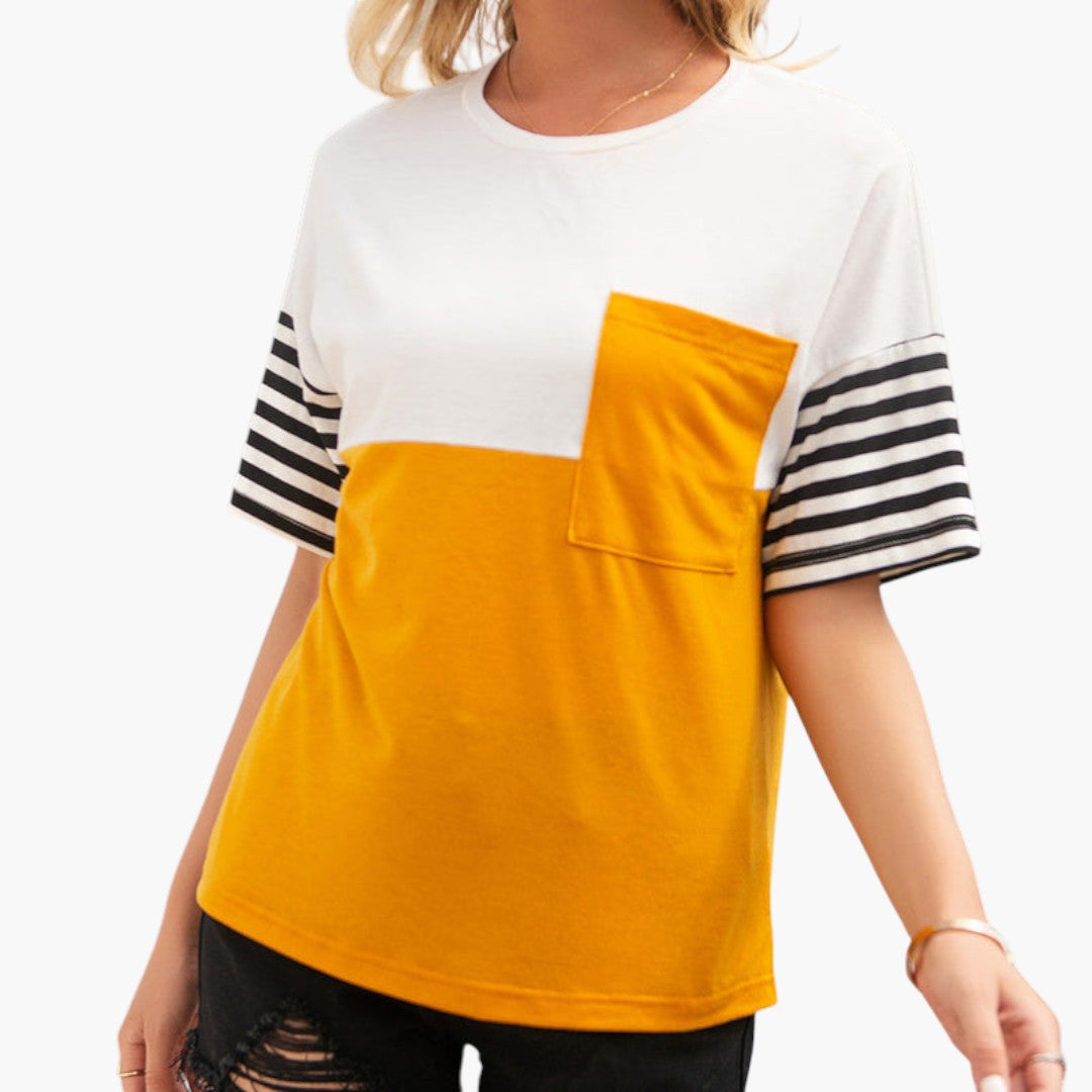 T-shirt til kvinder med påsyet brystlomme