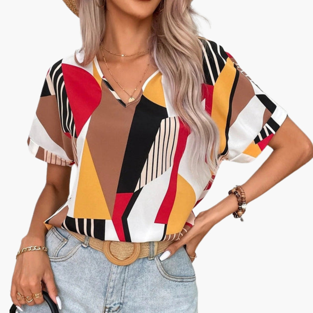 Women's V-neck short-sleeve shirt