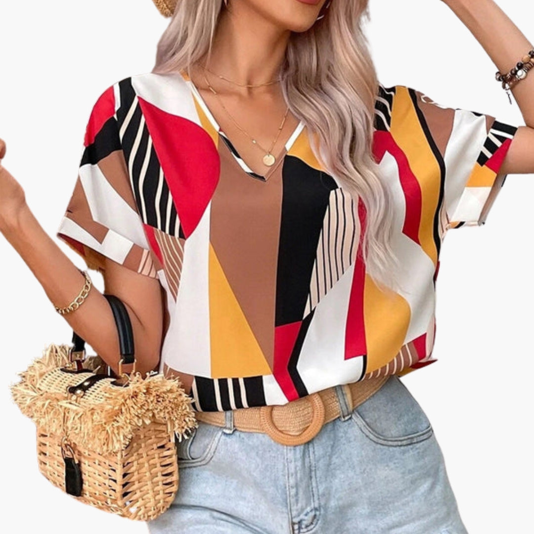 Women's V-neck short-sleeve shirt
