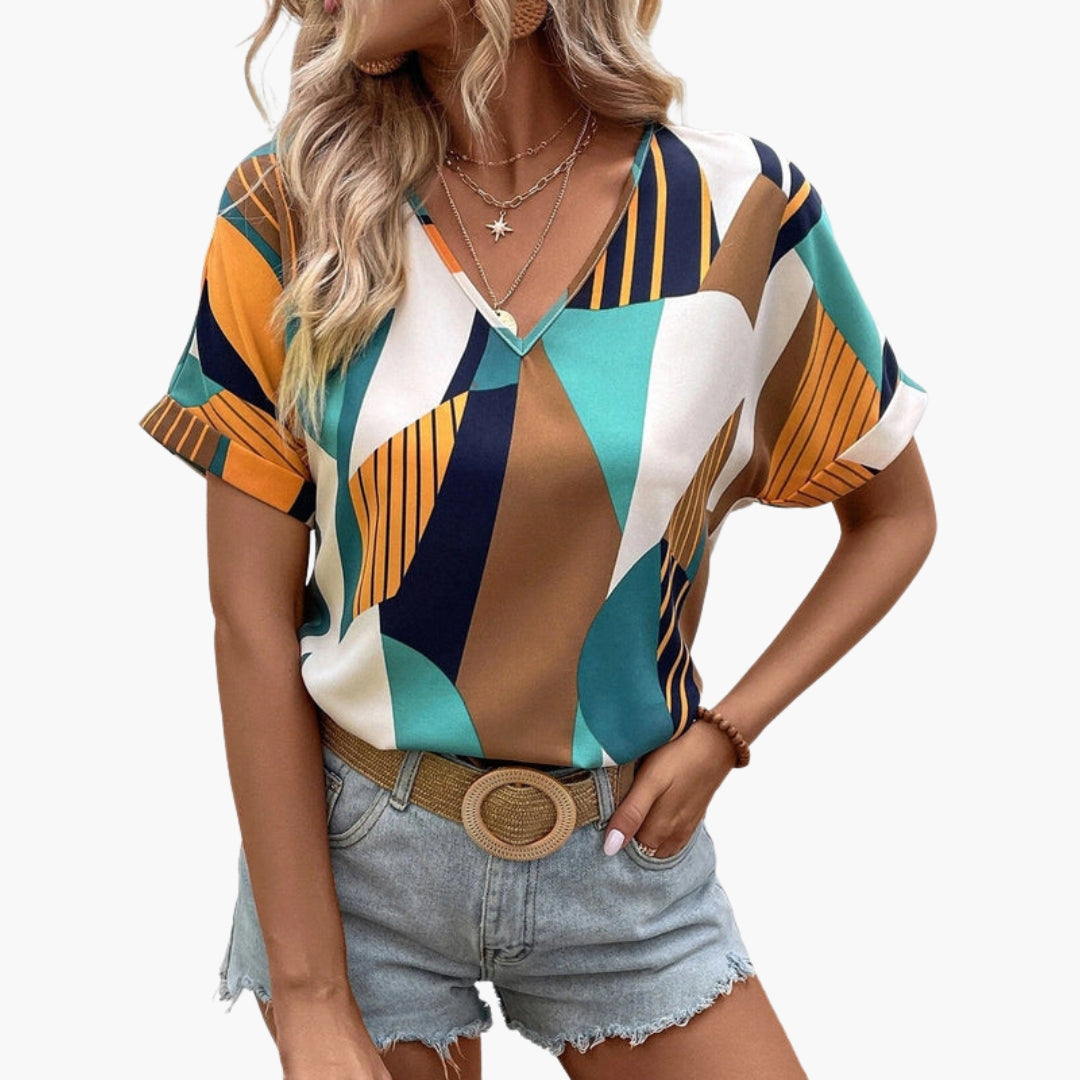 Women's V-neck short-sleeve shirt