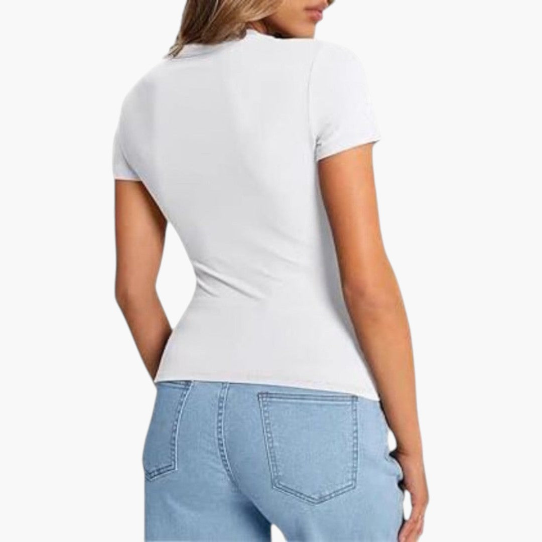 T shirt femme col rond à manches courtes