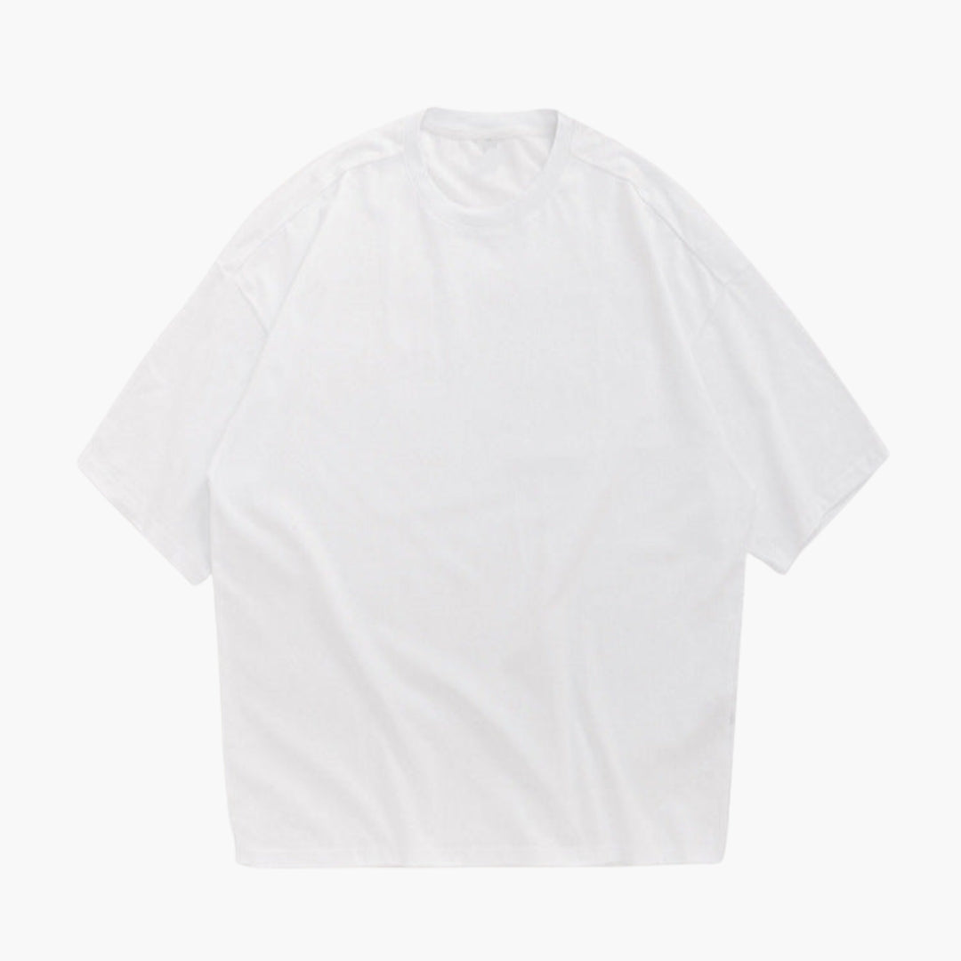T-shirt mulher gola redonda com mangas curtas corte largo
