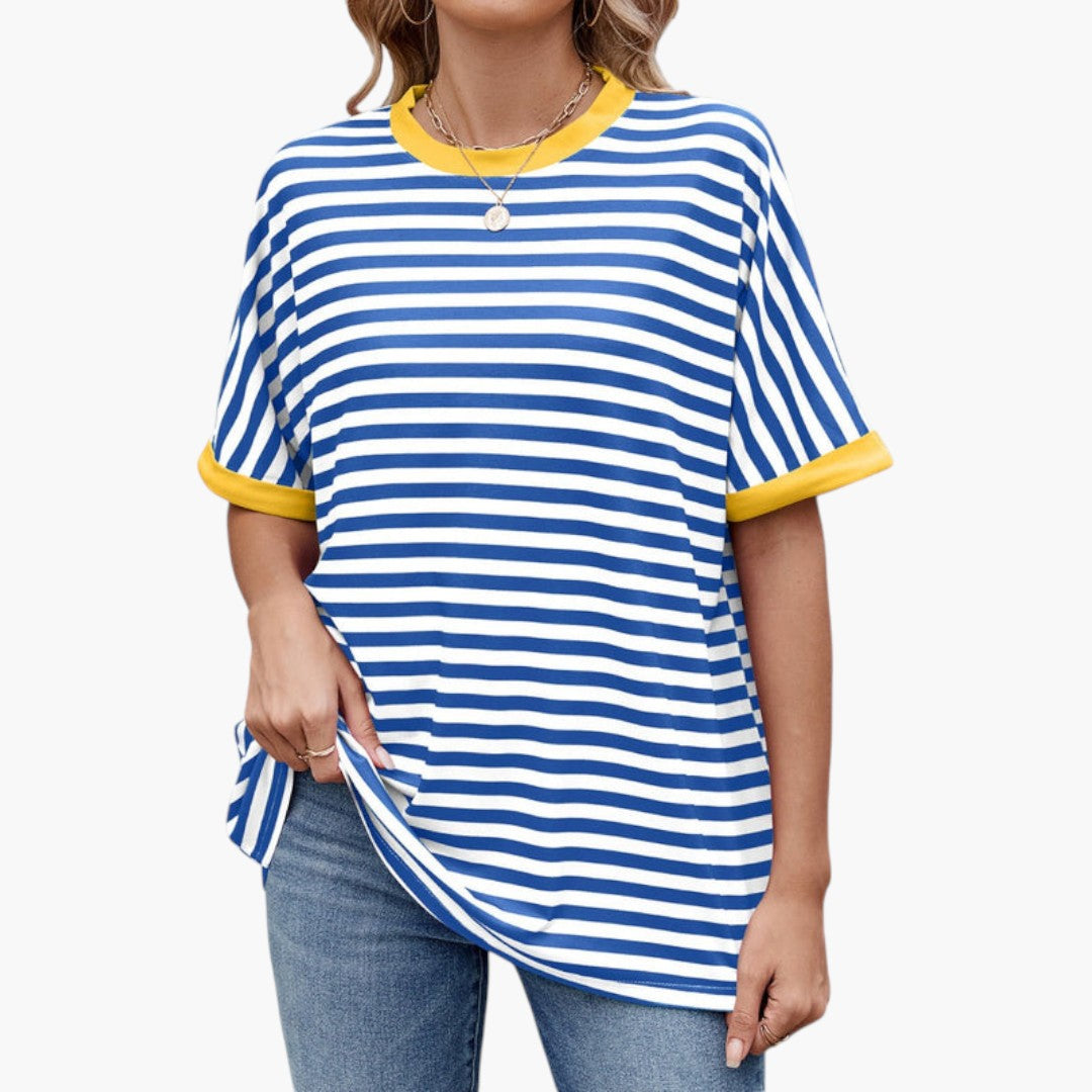 T shirt femme col rond à rayures horizontales