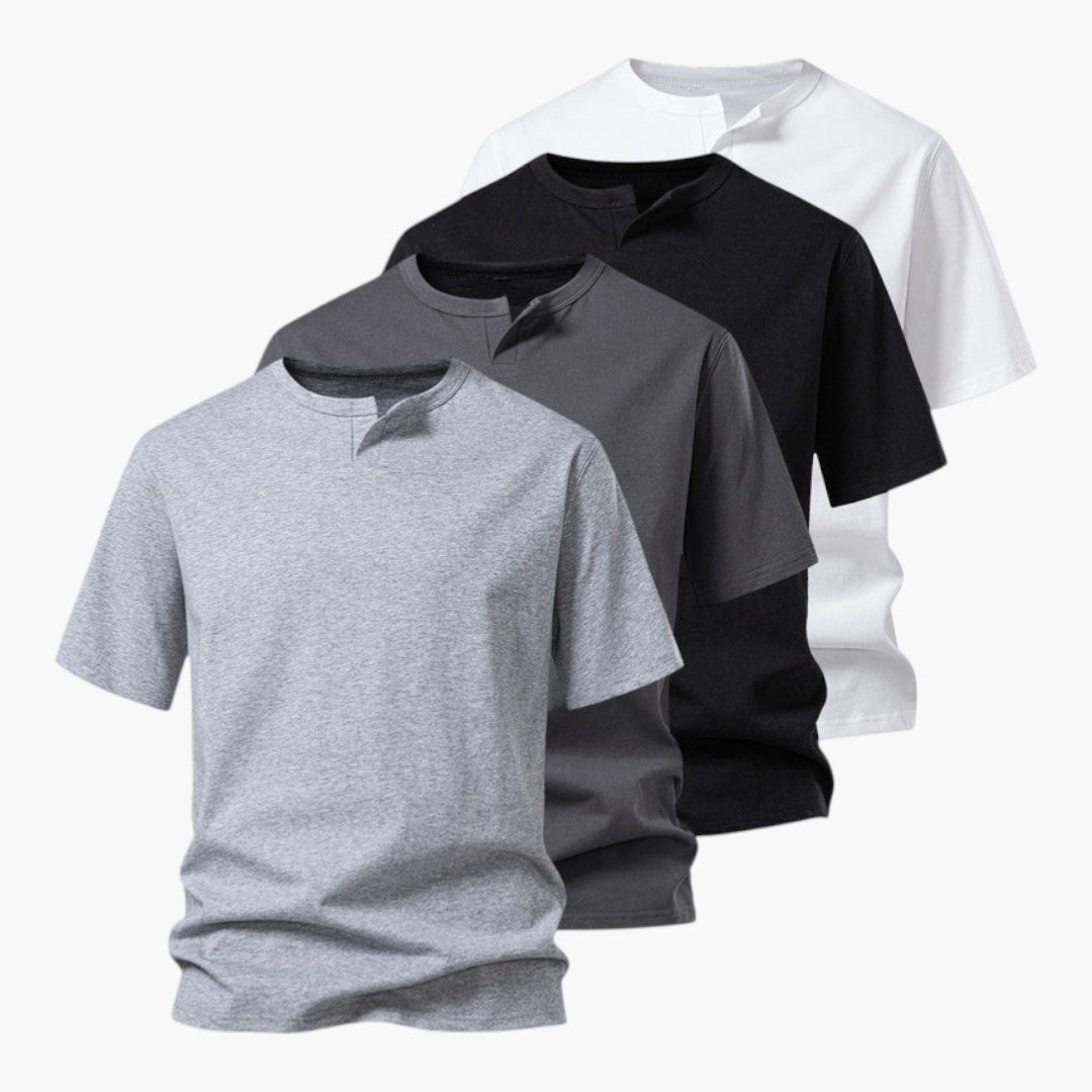 T shirt homme à encolure fendue et manches courtes