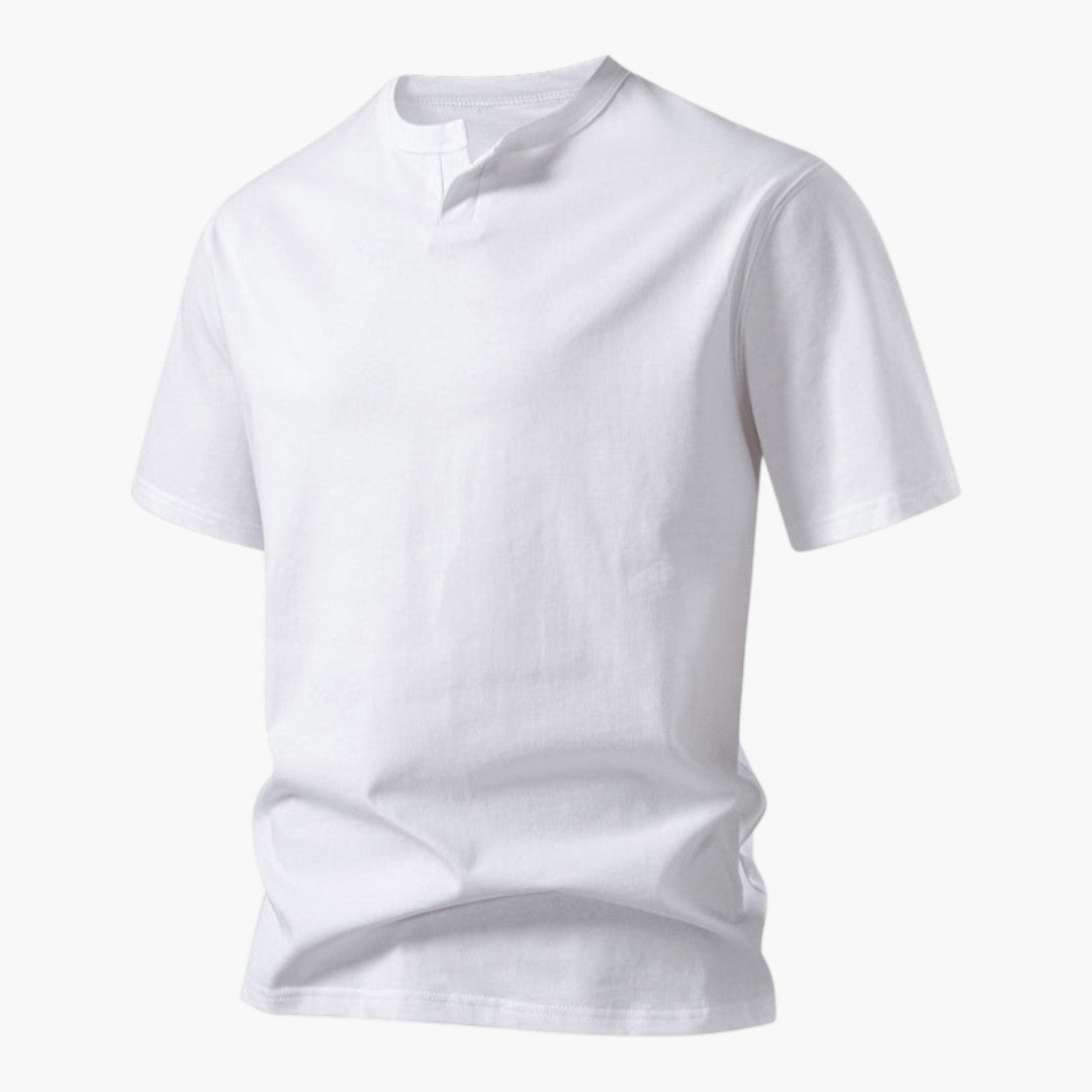 T shirt homme à encolure fendue et manches courtes
