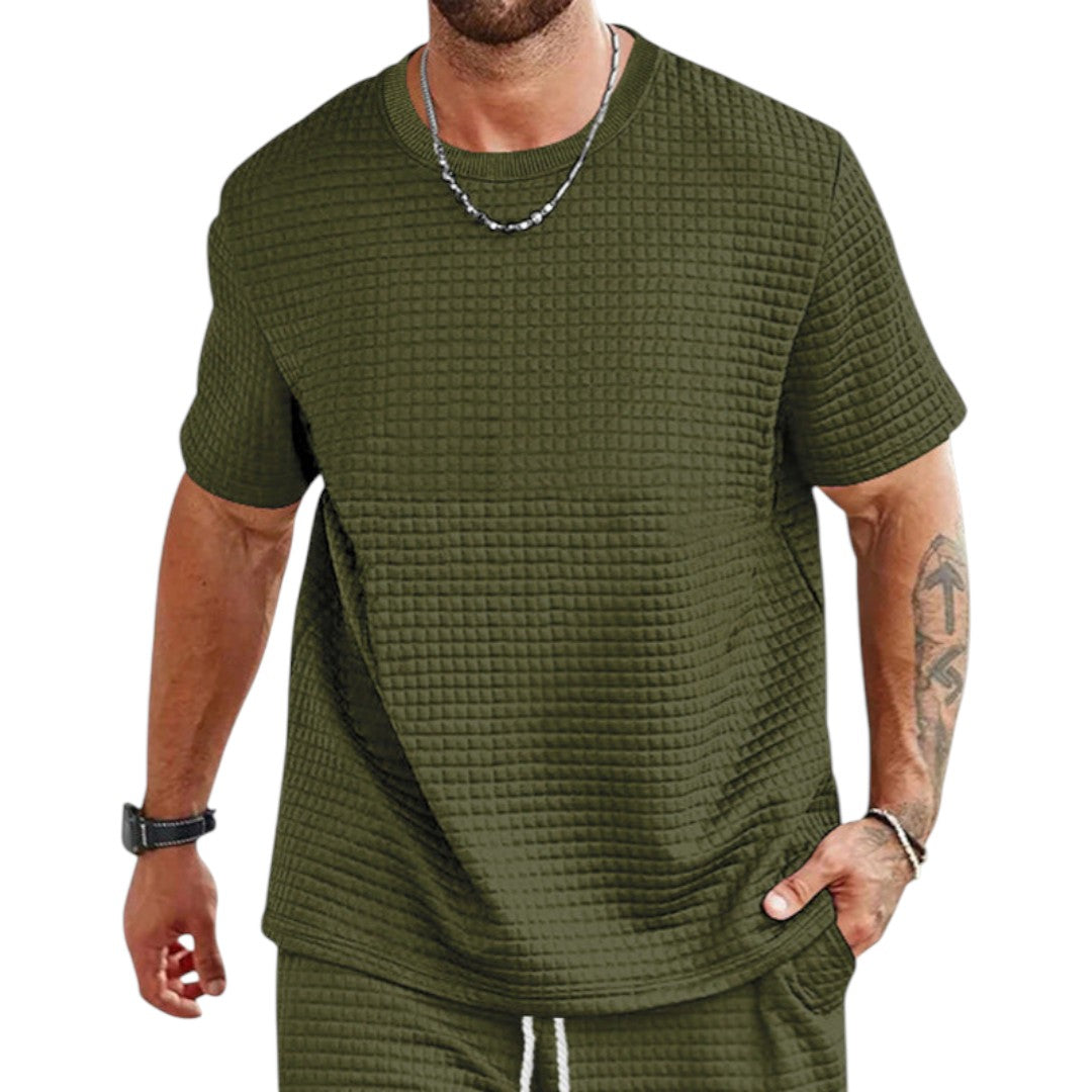 T shirt homme à surface texturée avec manches courtes