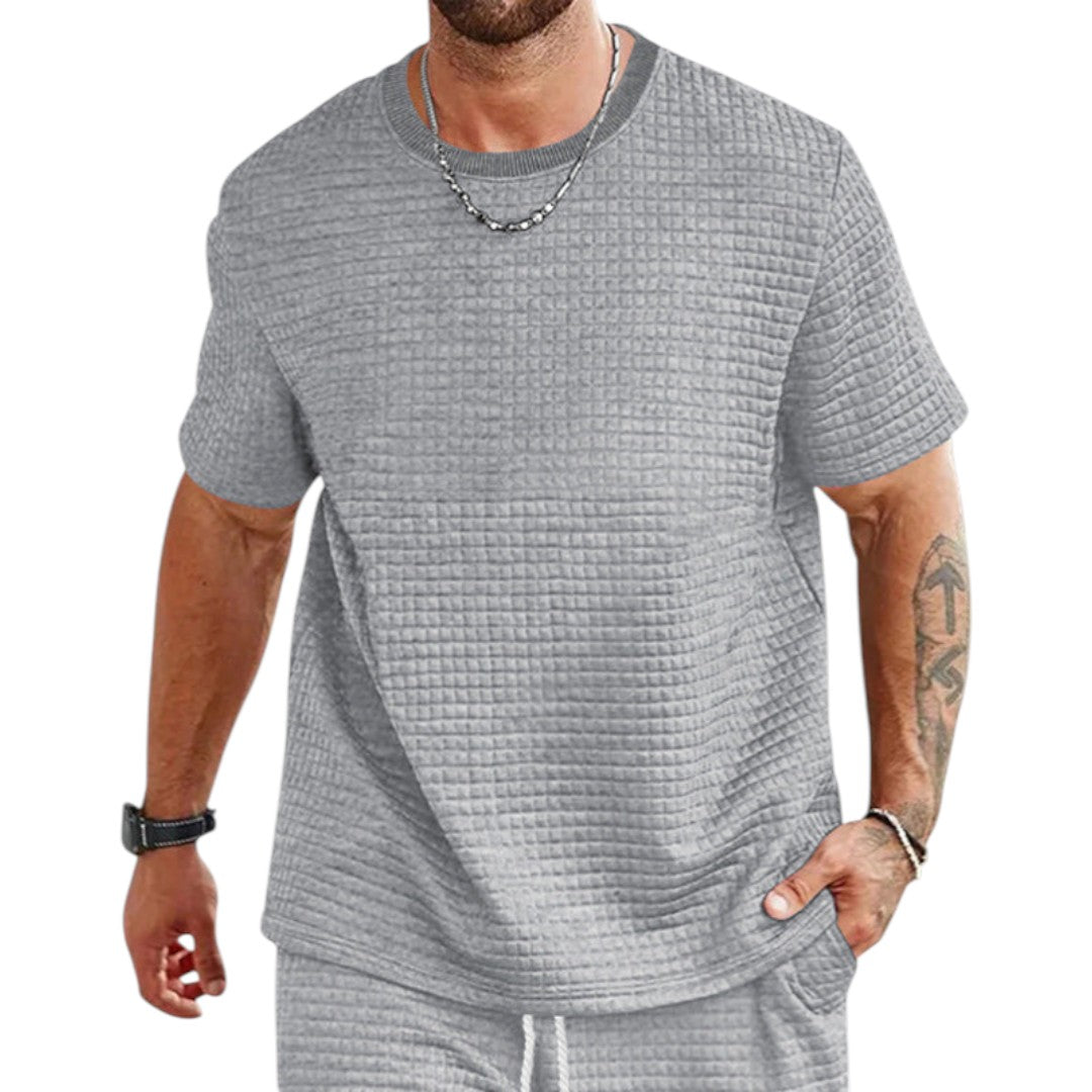 T shirt homme à surface texturée avec manches courtes