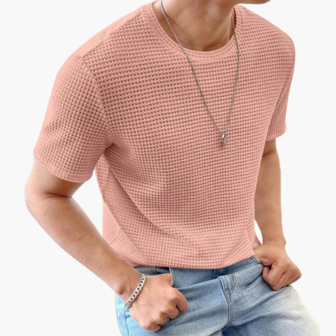 T shirt homme à surface texturée et manches courtes