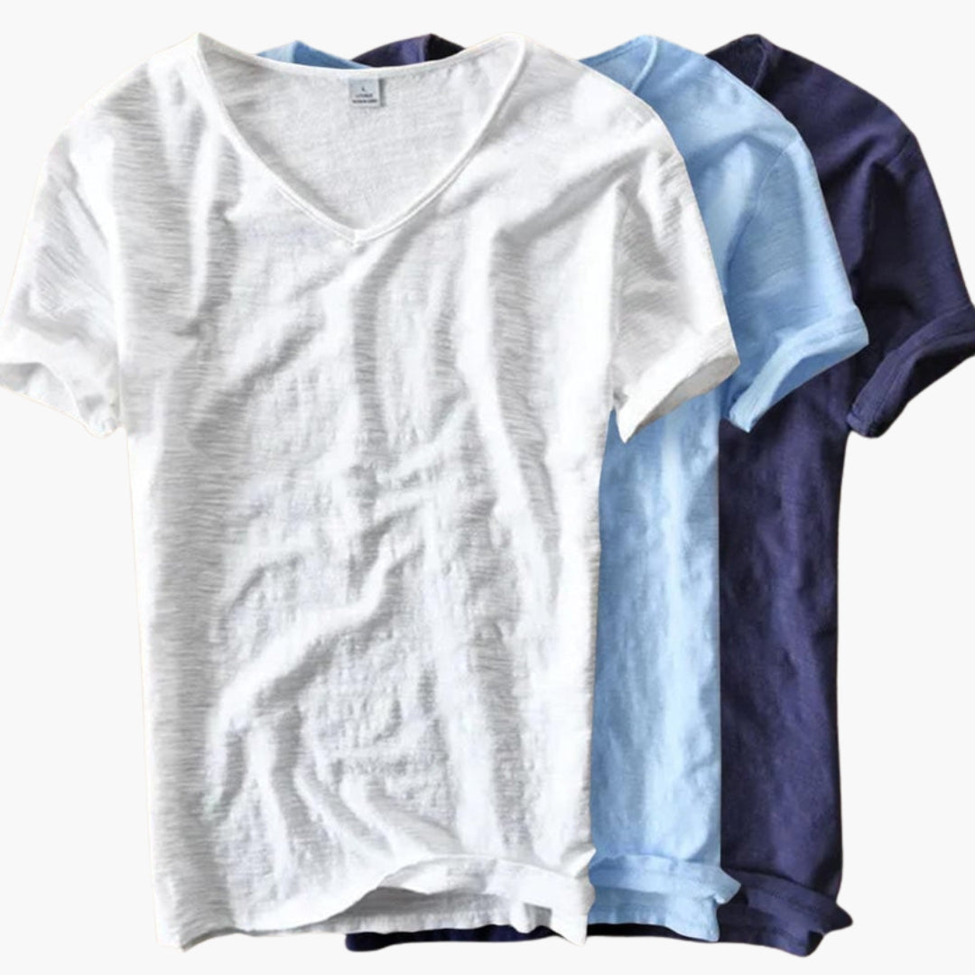 T shirt homme col en V manches courtes