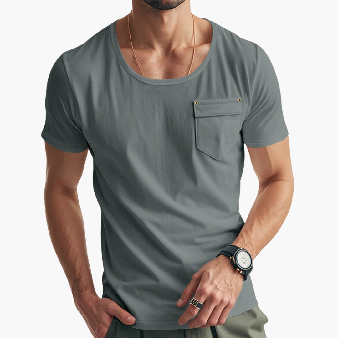 T shirt homme col rond avec poche poitrine