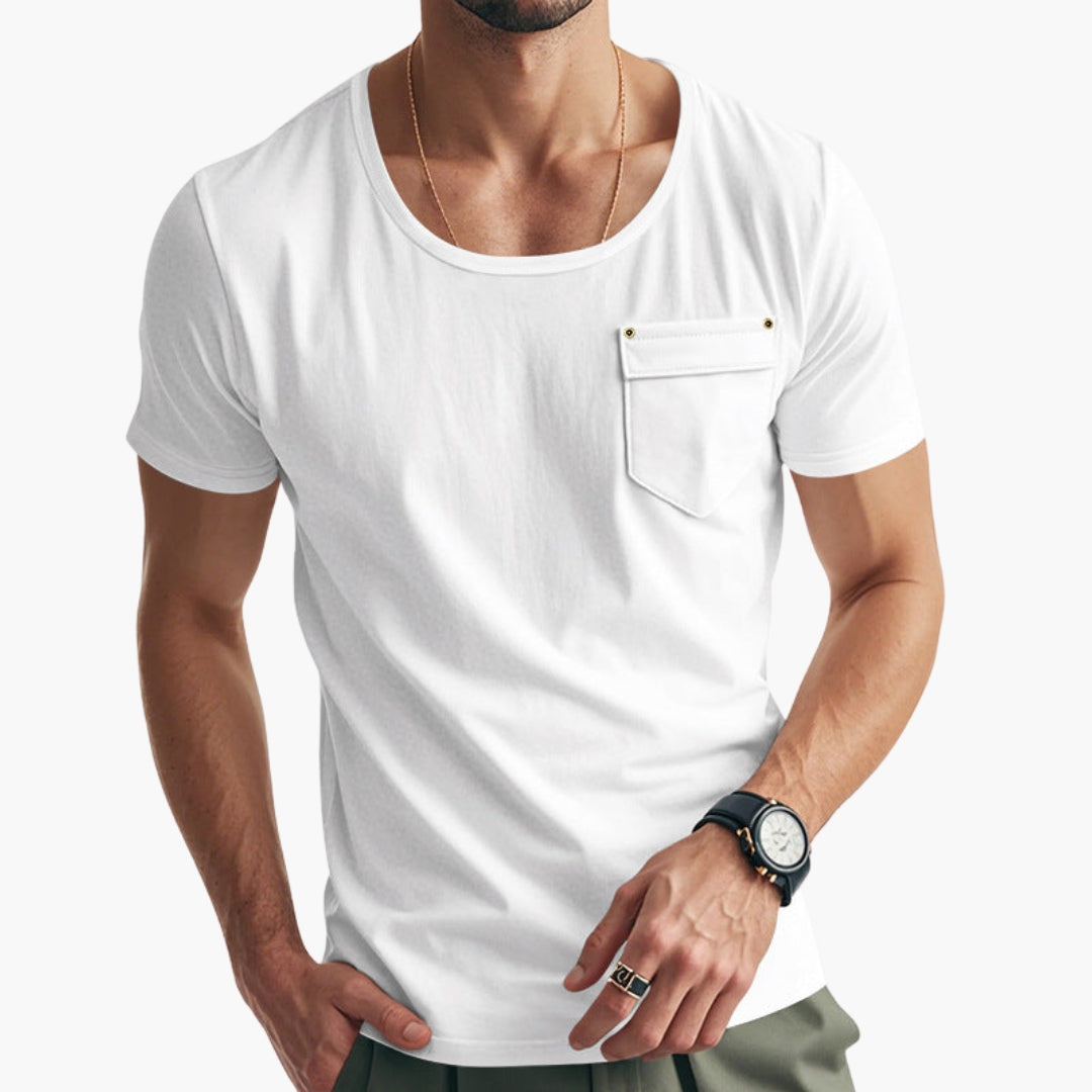 T shirt homme col rond avec poche poitrine
