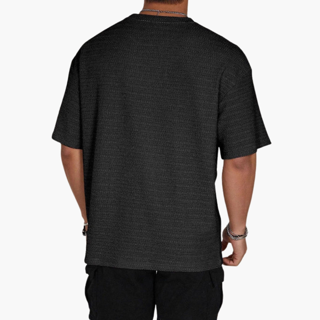 Men's round-neck shirt with textured surface