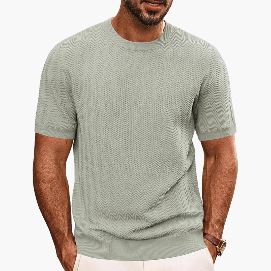 T shirt homme col rond avec surface texturée motif zigzag