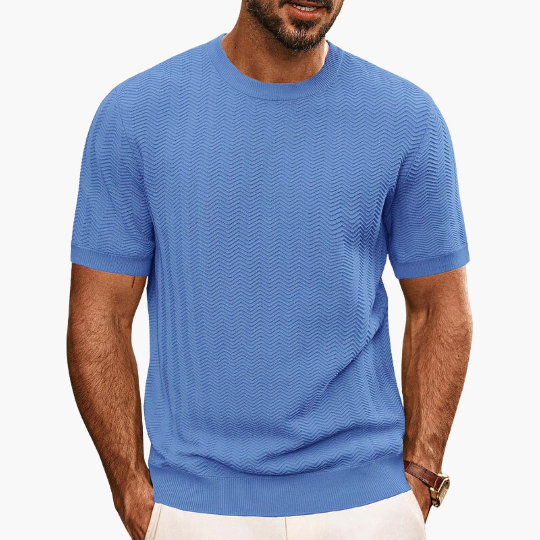 T shirt homme col rond avec surface texturée motif zigzag
