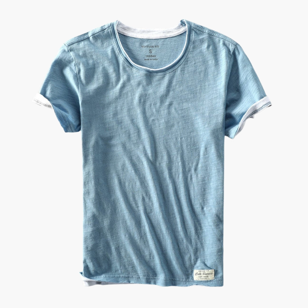 T shirt homme col rond manches courtes a ourlet droit