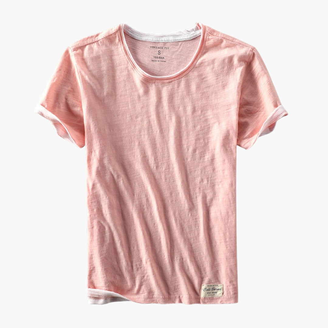 T shirt homme col rond manches courtes a ourlet droit