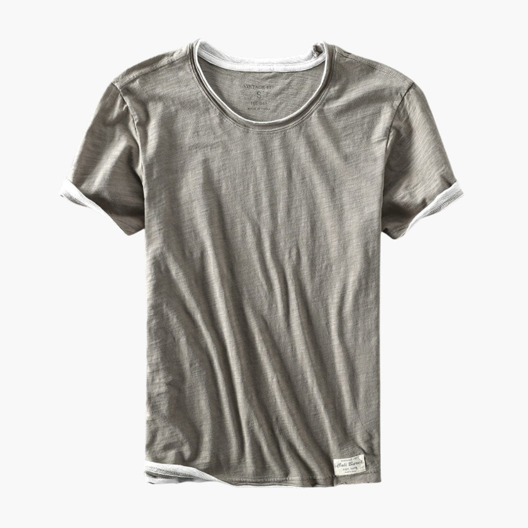 T shirt homme col rond manches courtes a ourlet droit