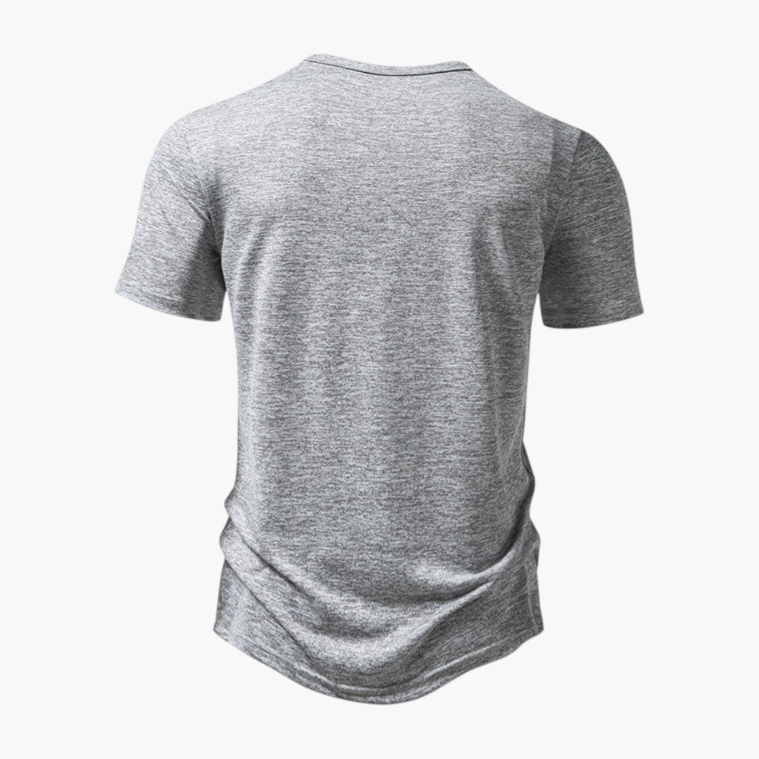 T shirt homme col tunisien avec patte de boutonnage