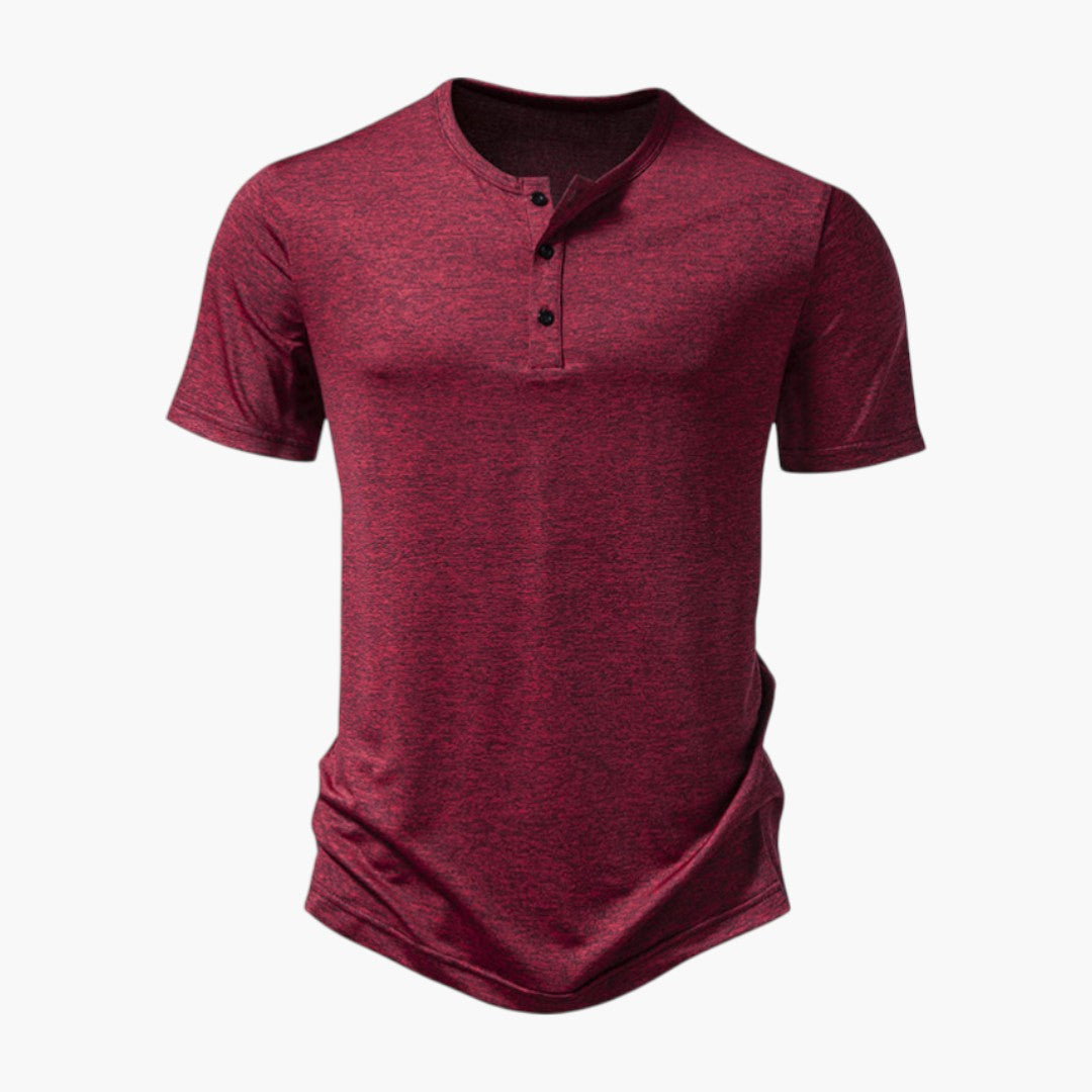 T shirt homme col tunisien avec patte de boutonnage