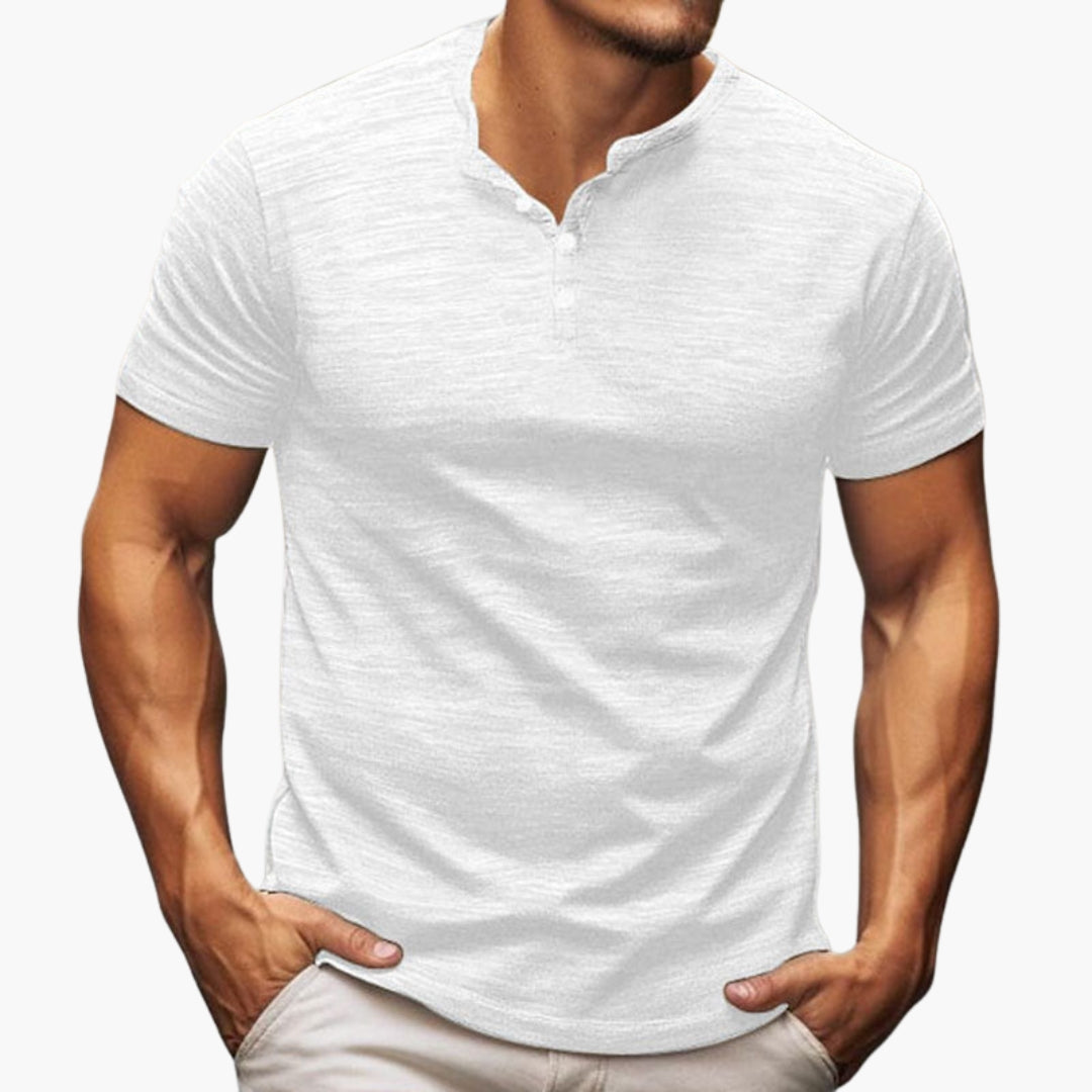 T shirt homme manches courtes avec patte boutonnée