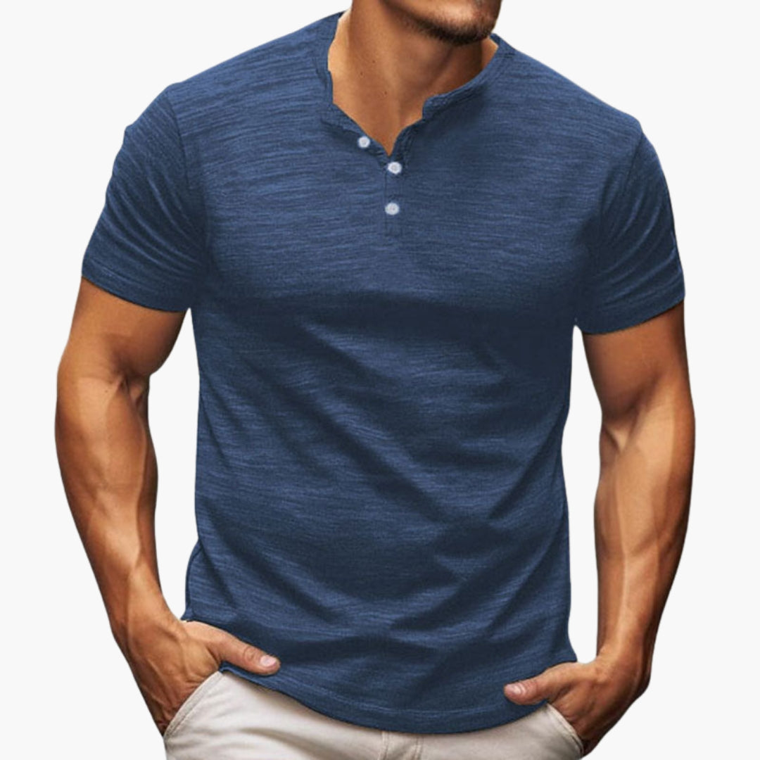 T shirt homme manches courtes avec patte boutonnée