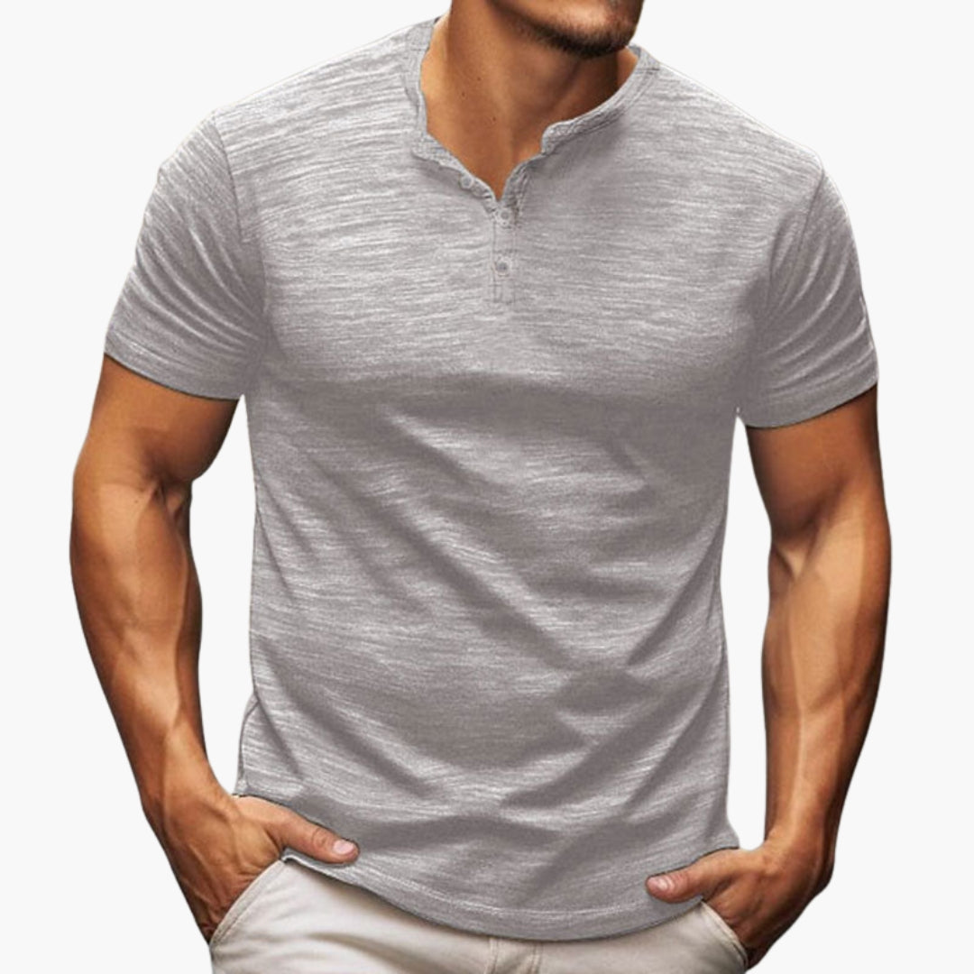 T shirt homme manches courtes avec patte boutonnée