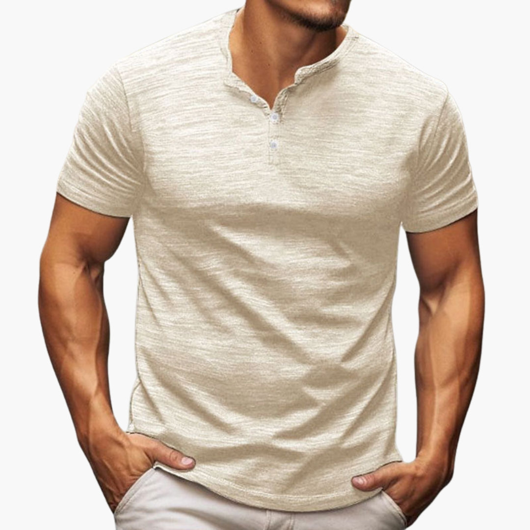T shirt homme manches courtes avec patte boutonnée