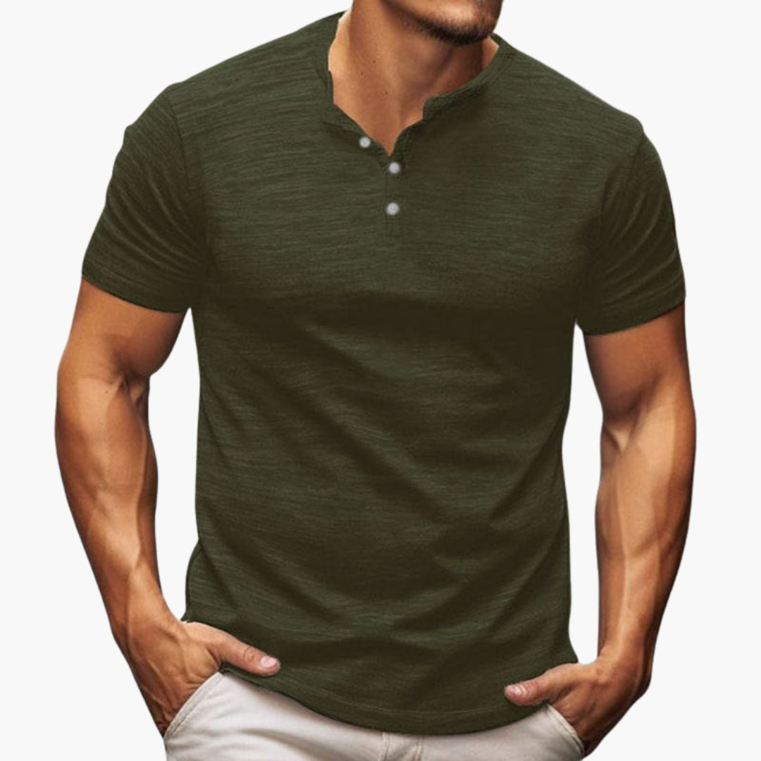 T shirt homme manches courtes avec patte boutonnée