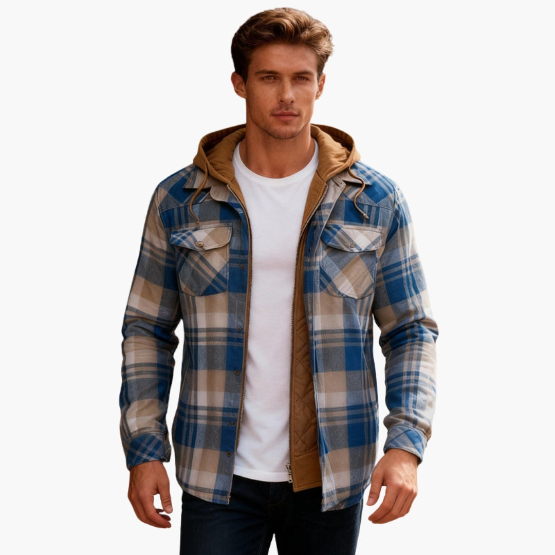 Men's Lumberjack Jacket Lined with Checkered Pattern