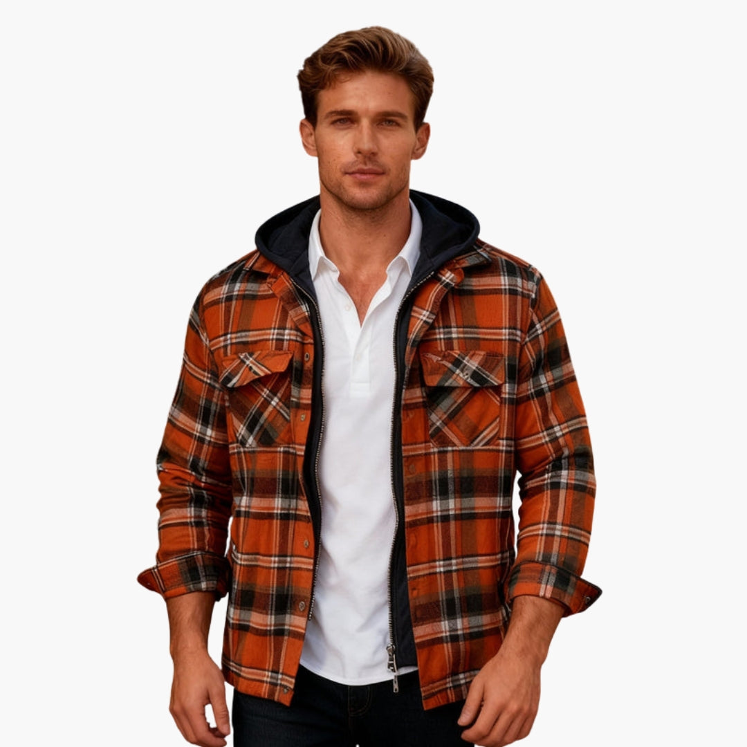 Men's Lumberjack Jacket Lined with Checkered Pattern