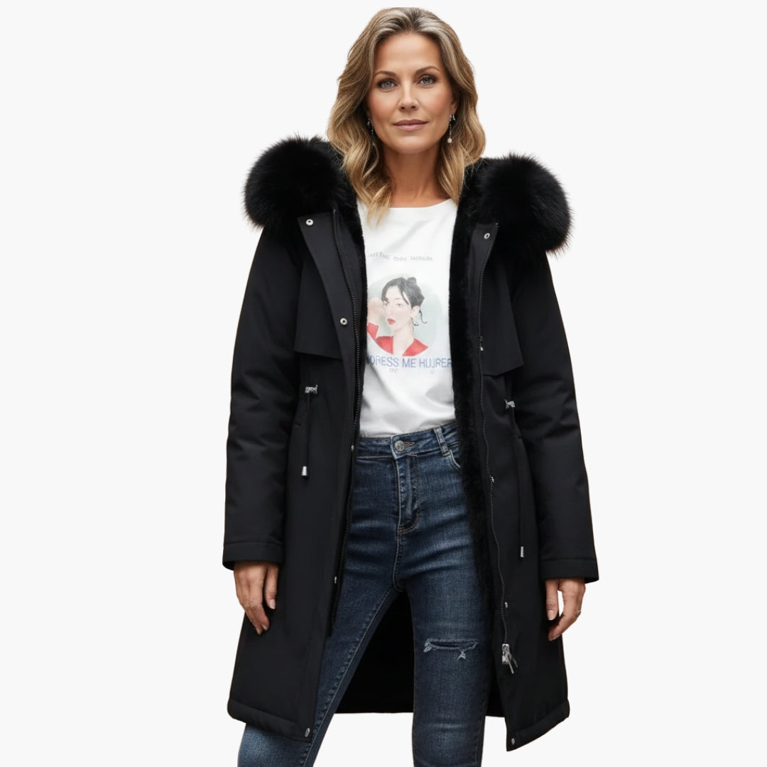 Veste Hiver Femme avec Col Imitation Fourrure
