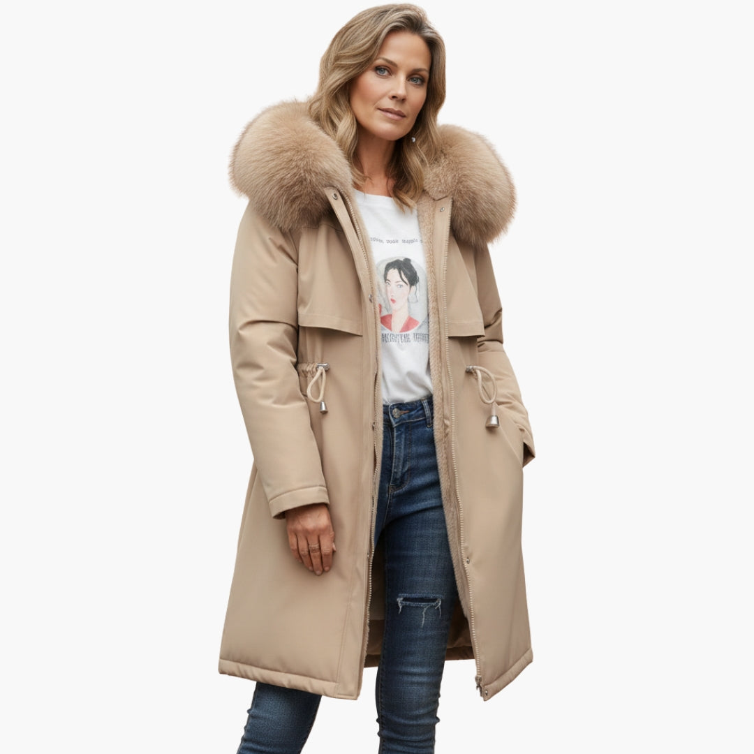 Veste Hiver Femme avec Col Imitation Fourrure