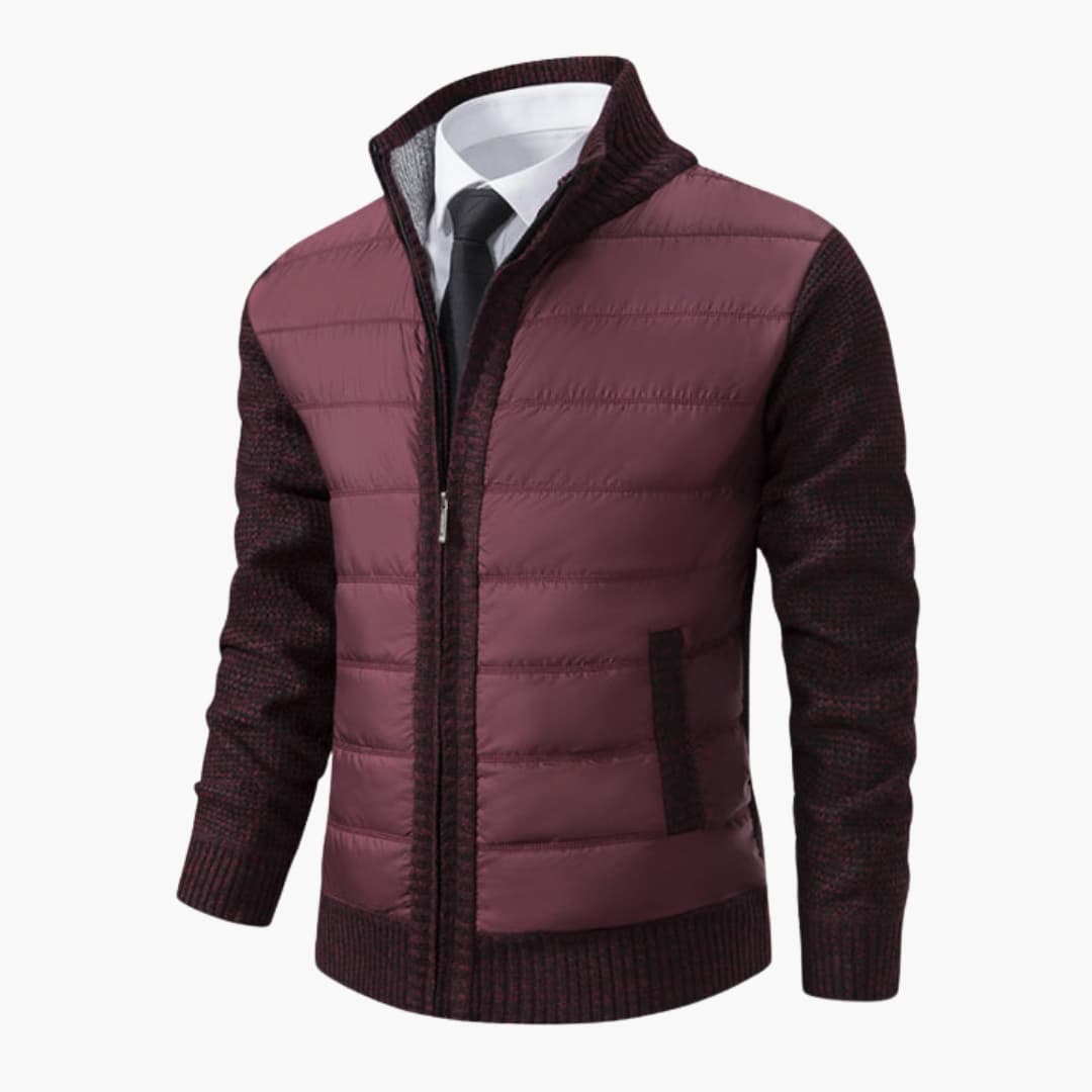 Veste Matelassée Homme avec Manches Tricotées et Col Montant